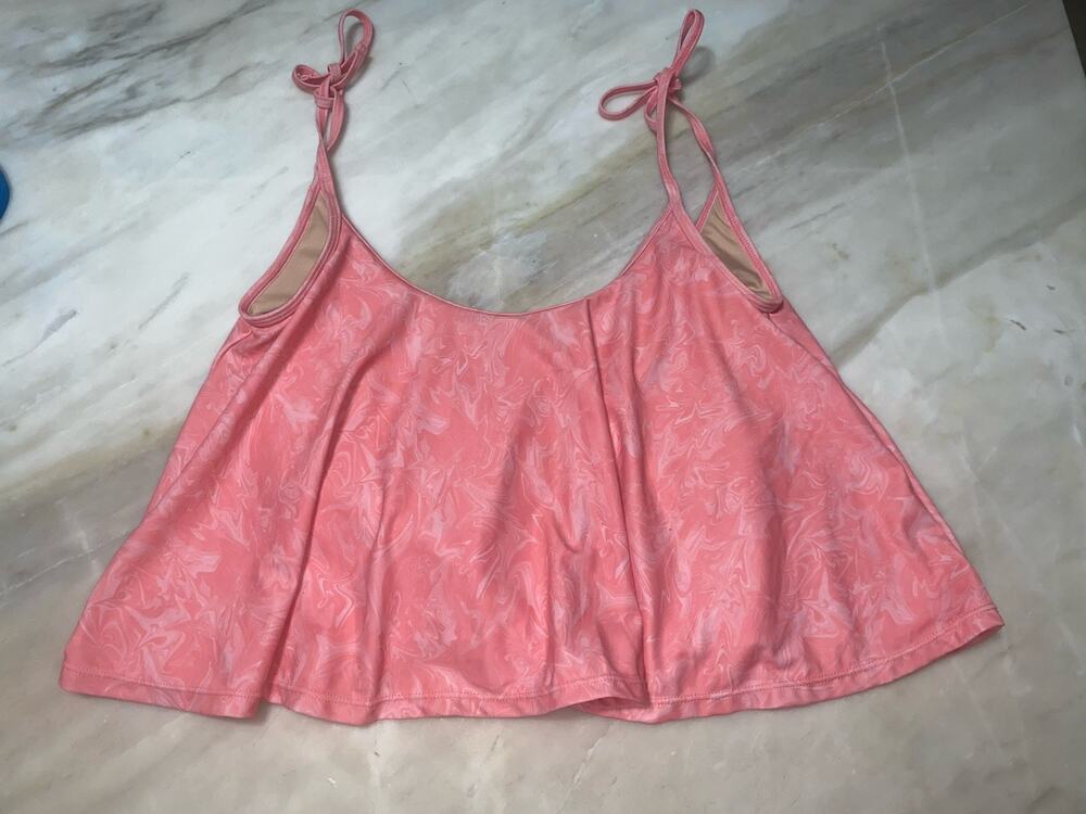 kortni jeane pink marble flowy tankini top swim mix match size M